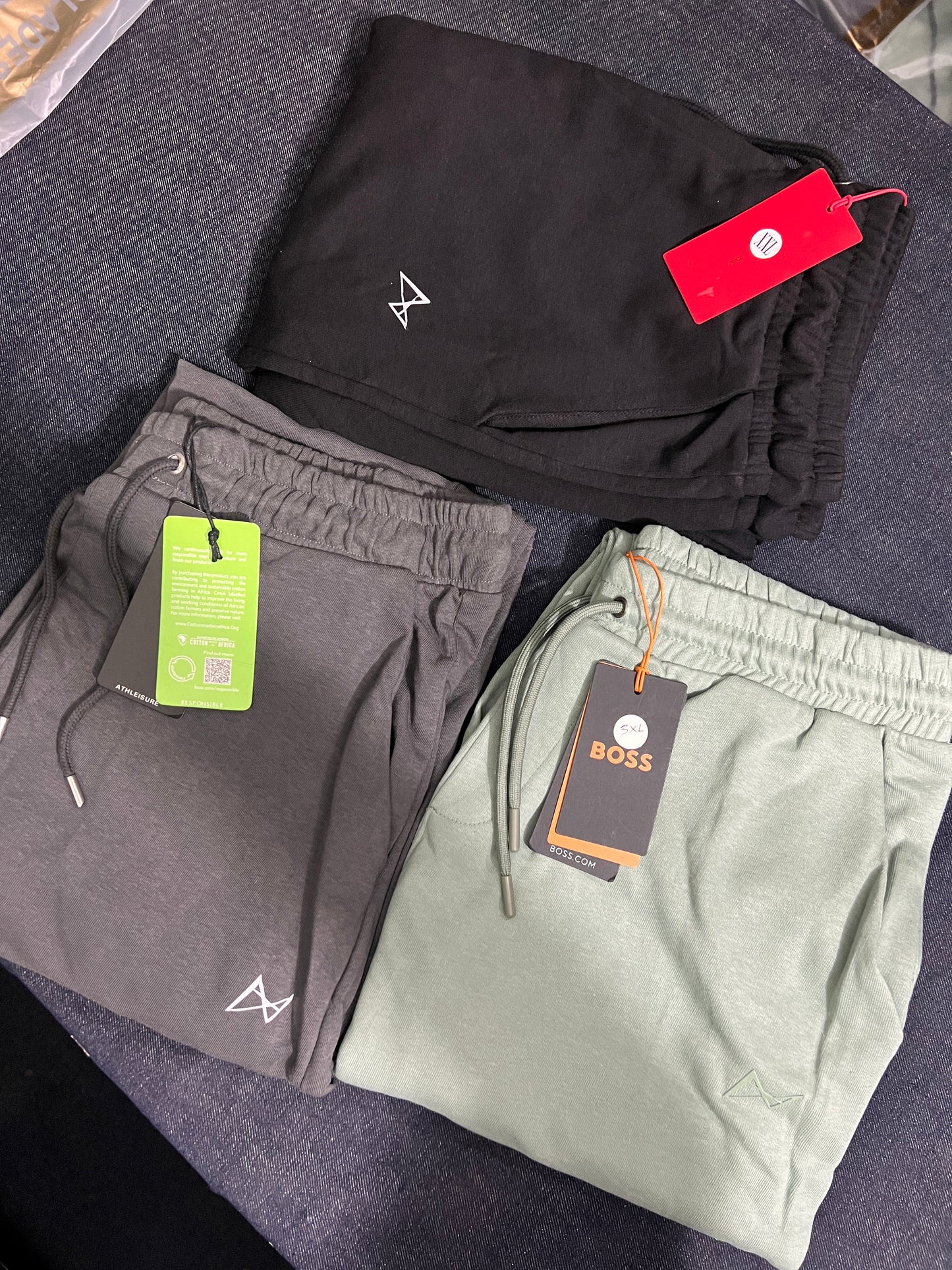 Terry Cotton Joggers- 2 pcs (Black & grey).