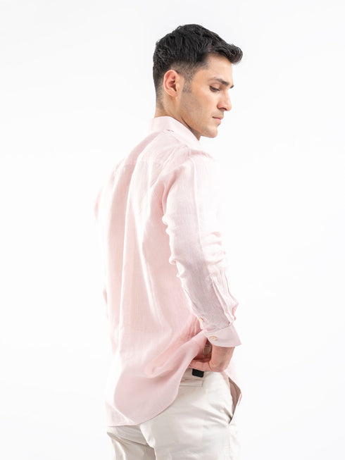 Pink Airy Linen Blended Shirt.