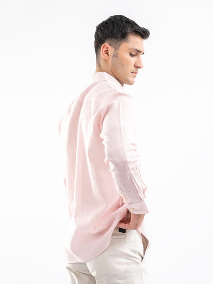 Pink Airy Linen Blended Shirt.
