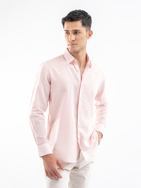 Pink Airy Linen Blended Shirt.