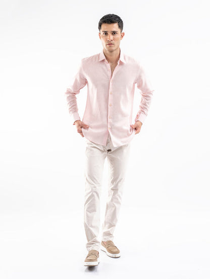 Pink Airy Linen Blended Shirt.